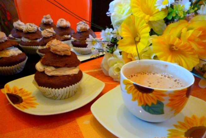 Briose cu cafea,mascarpone si pireu de castane