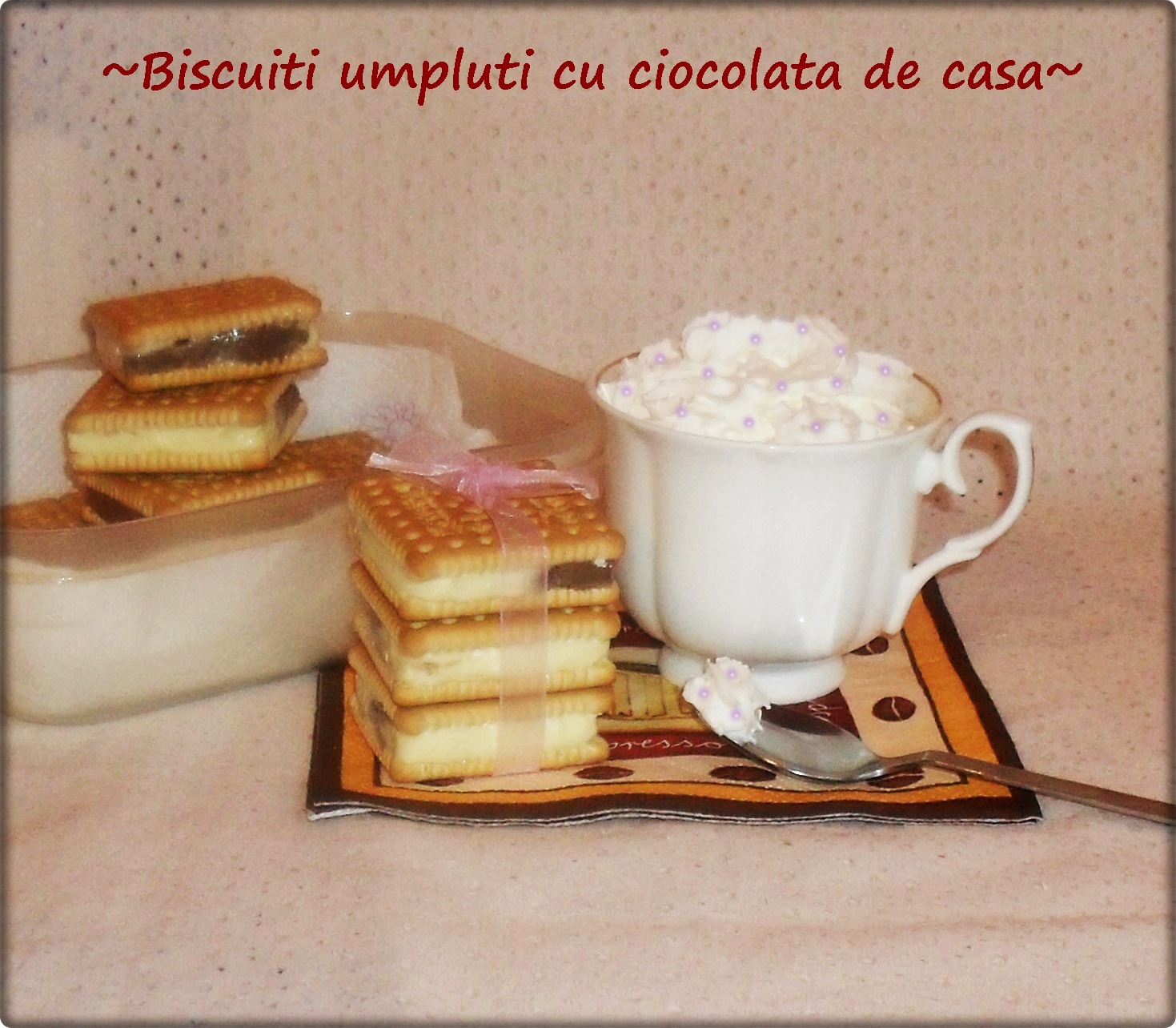 Biscuiti umpluti cu ciocolata de casa