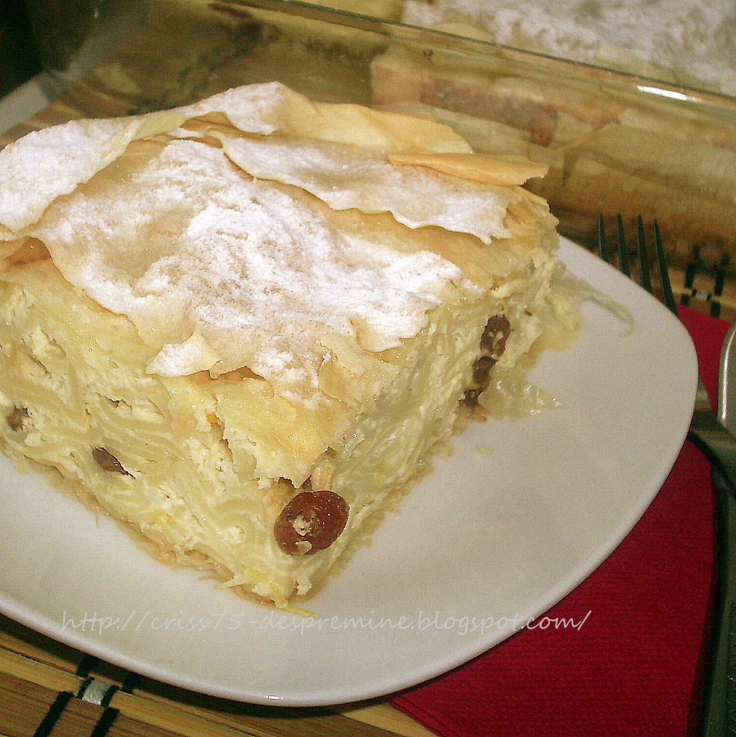 Vargabeles (Budinca cu paste, branza, stafide)