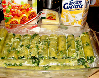 Cannelloni cu spanac, mozzarella si gorgonzola