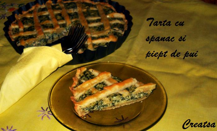 Tarta cu spanac si piept de pui