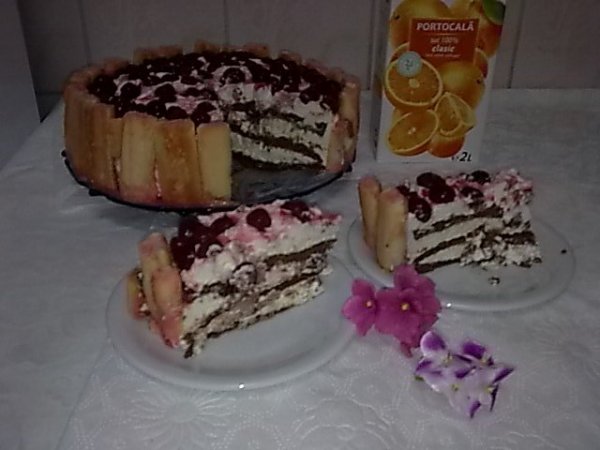 Tort de visine cu crema de iaurt.