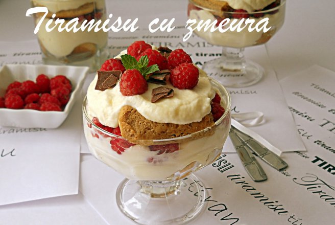 Tiramisu reţetă originală, cu zmeura