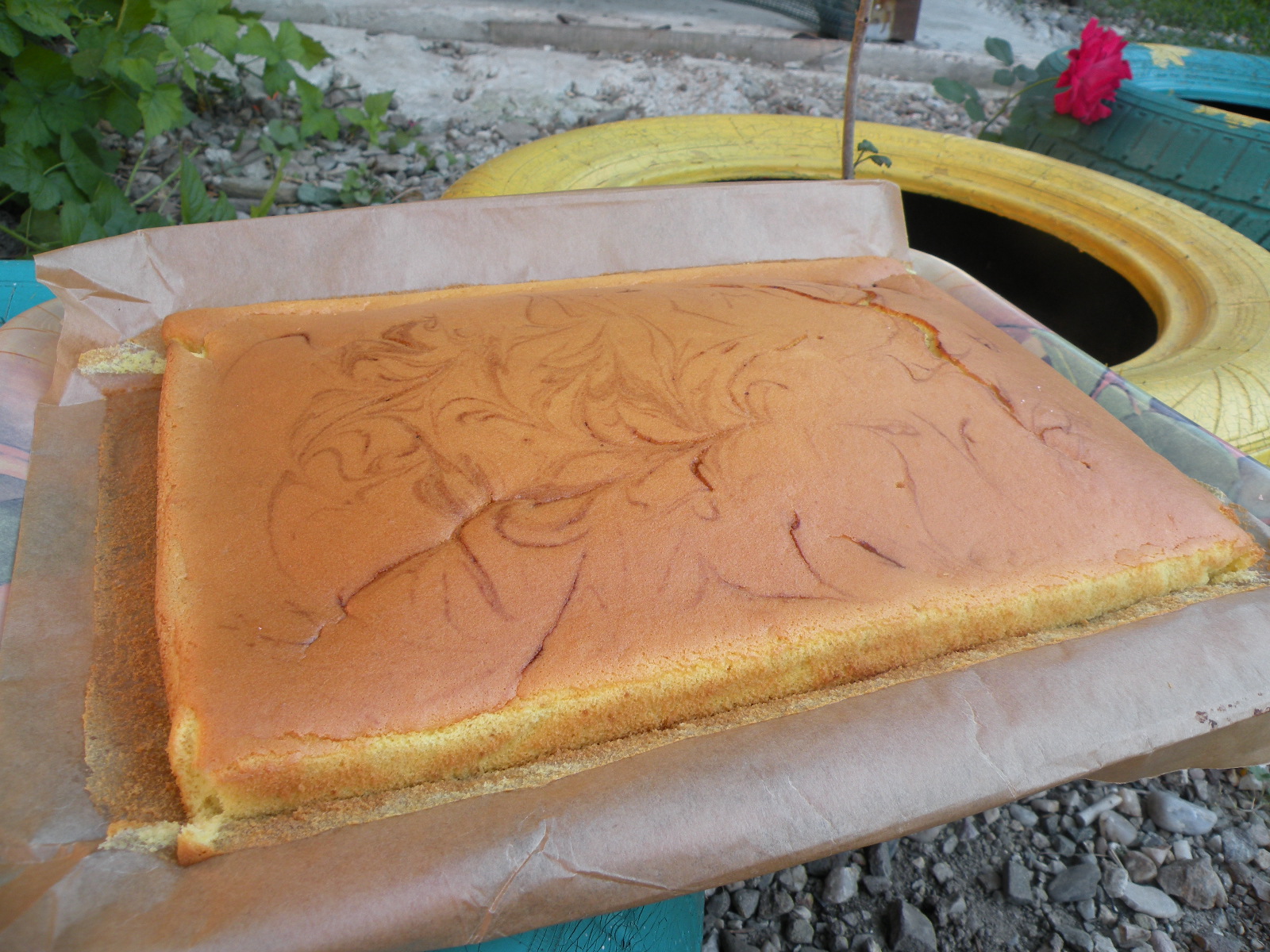 Desert prajitura pufoasa cu dulceata de corcoduse si nuca