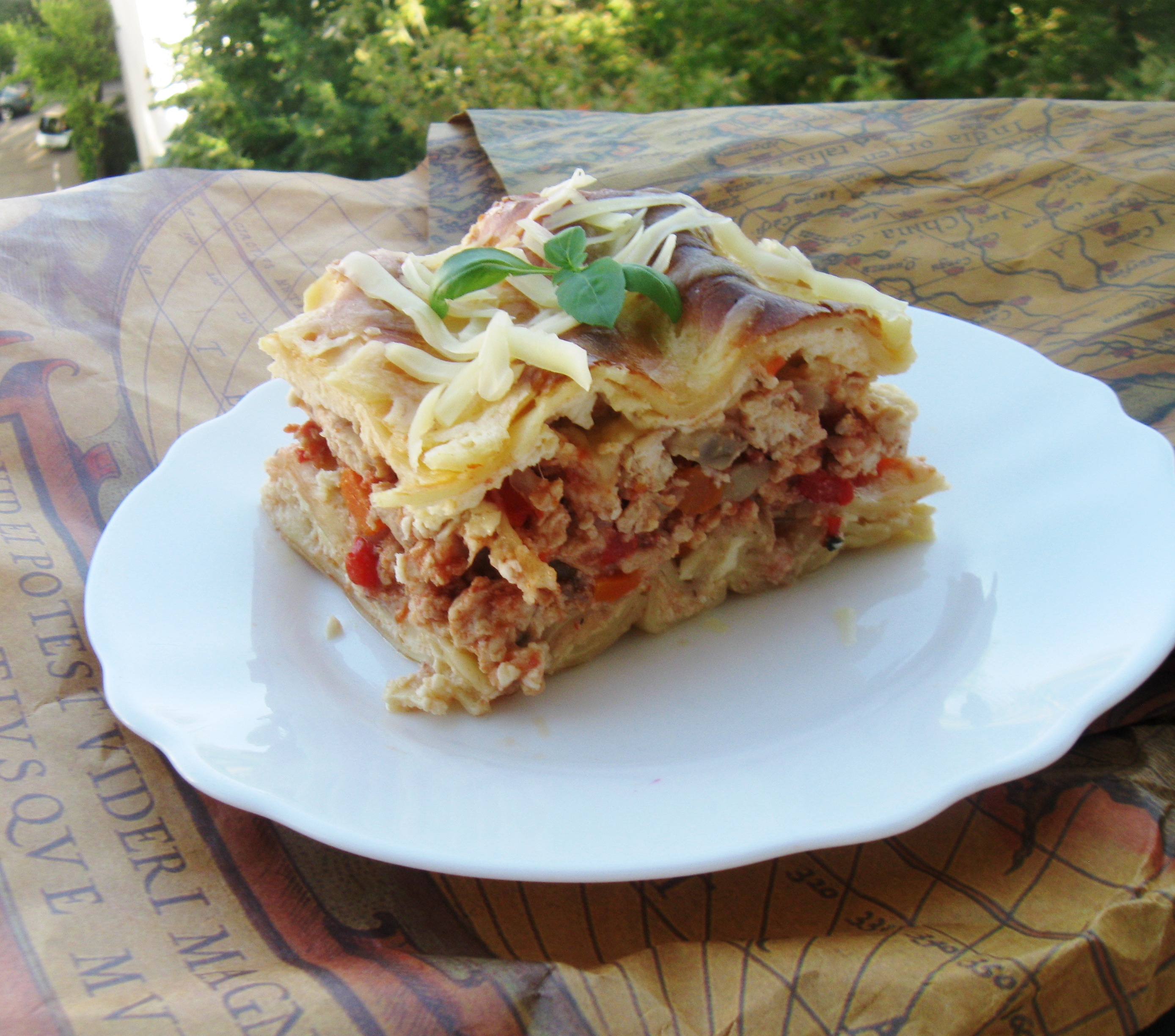 Lasagna cu ciuperci si piept de pui