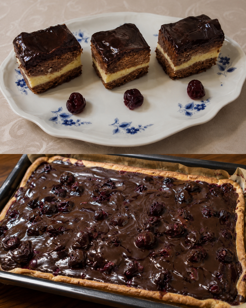 Cheesecake cu visine si ciocolata