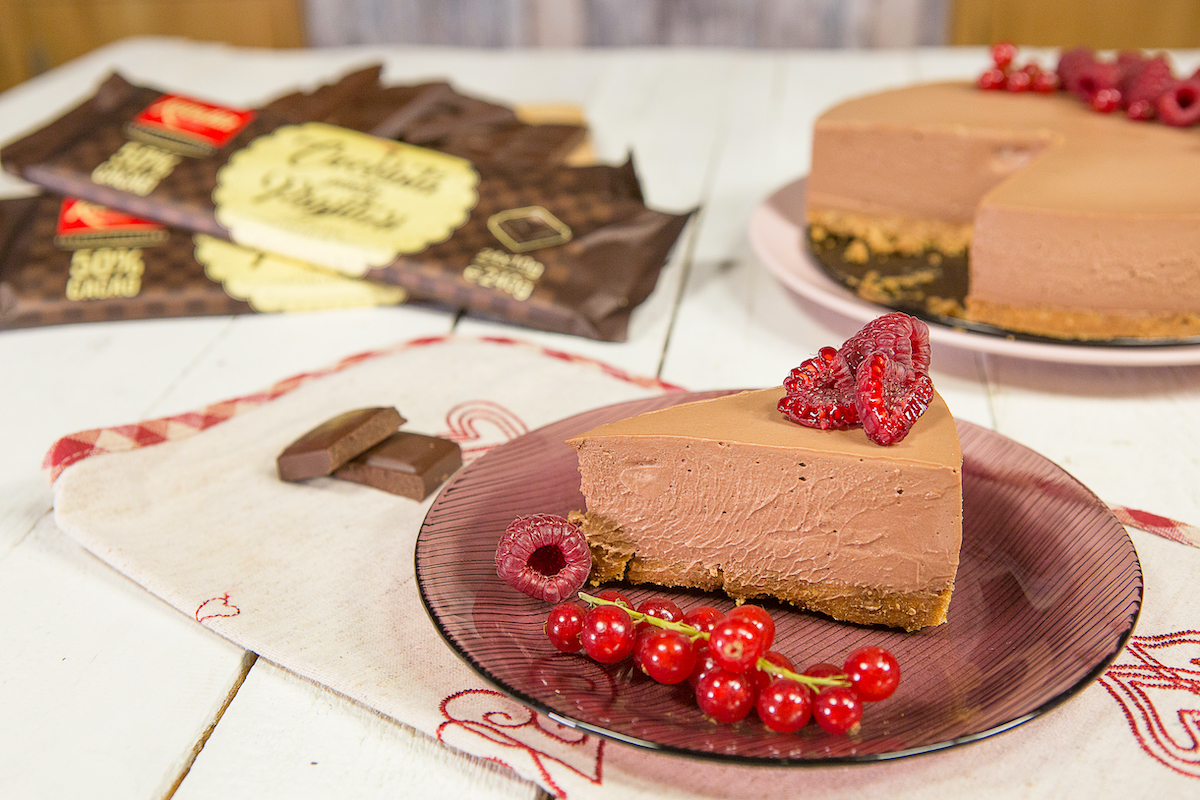 Cheesecake cu ciocolata neagra Kandia pentru prajituri, 50% cacao superioara cu origine Ghana