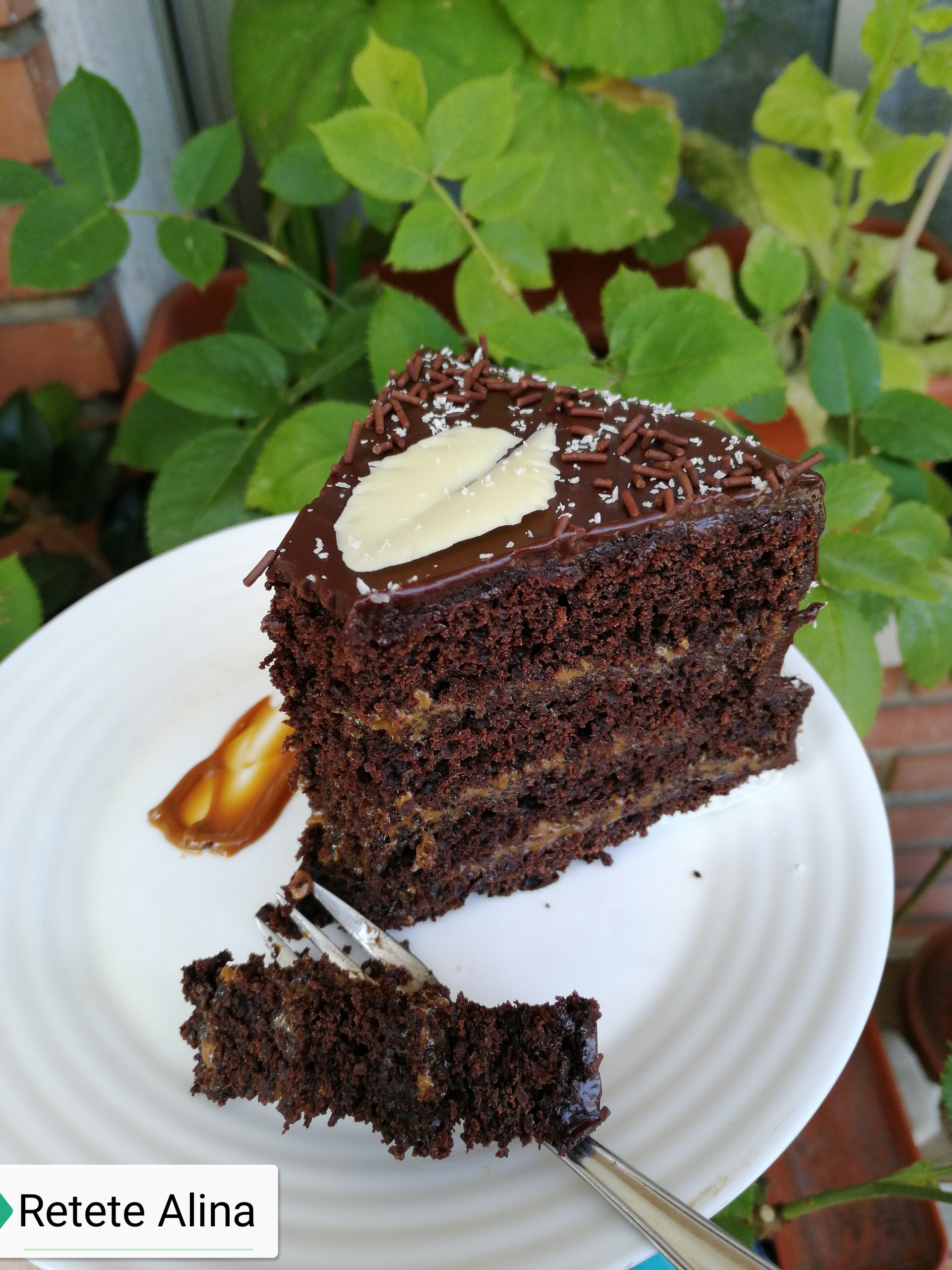 Desert tort de ciocolata cu dulce de leche