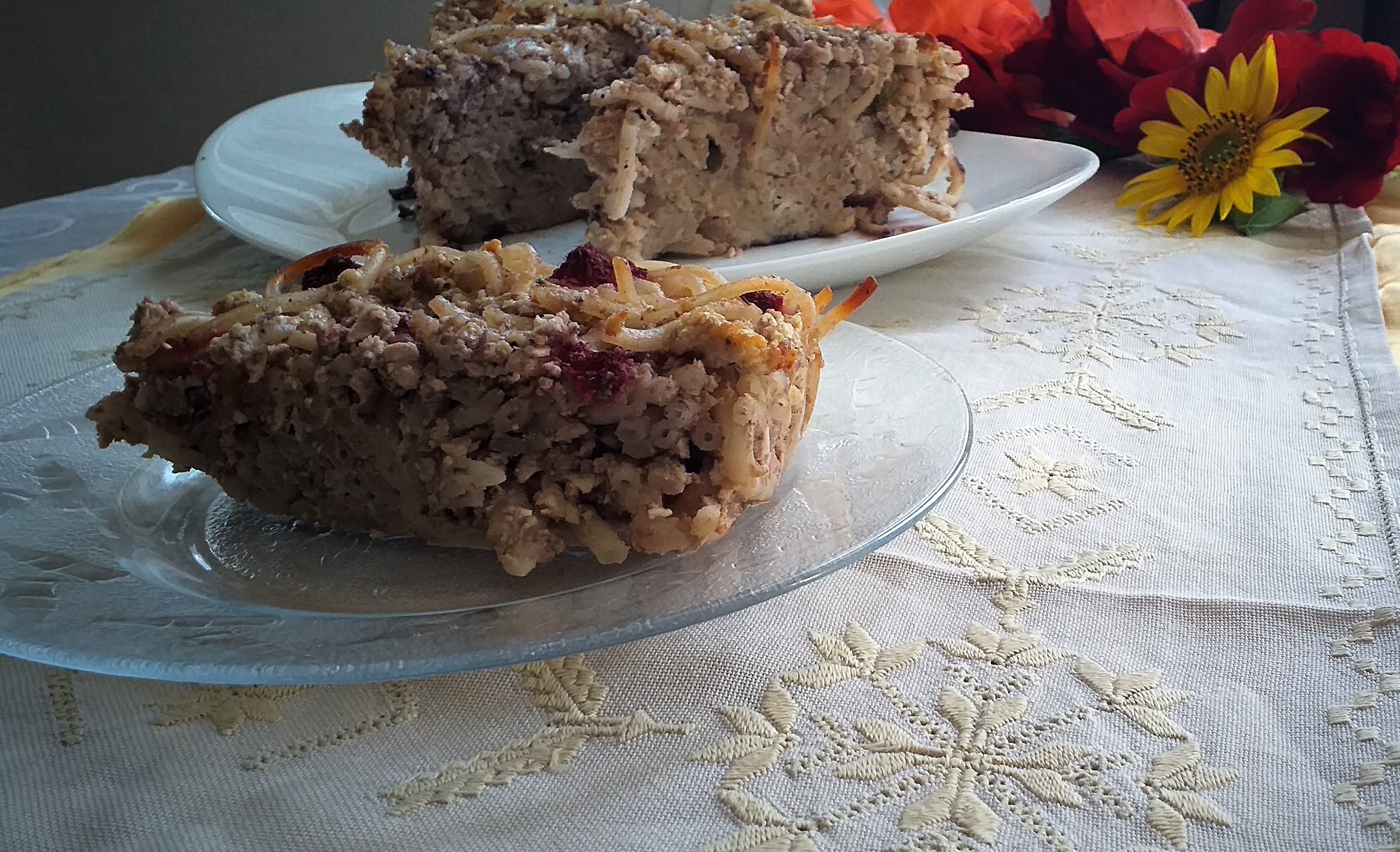 Desert budinca de macaroane cu branza si nuca